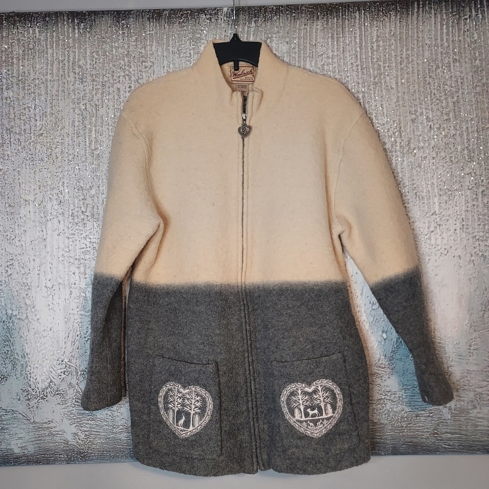 Woolrich Women's Ombre wool jacket/sweater- hand framed